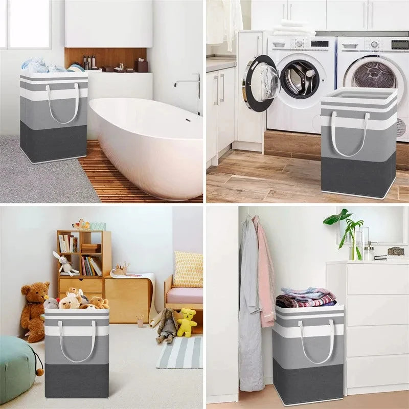 set of 2 foldable and waterproof laundry baskets for storage