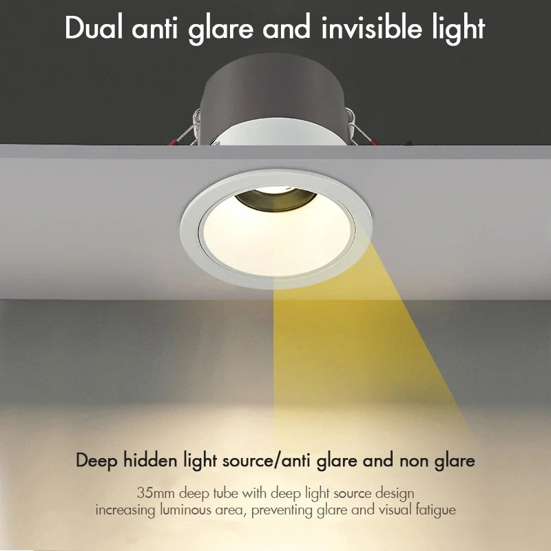 Dimmable recessed anti-glare LED spotlight