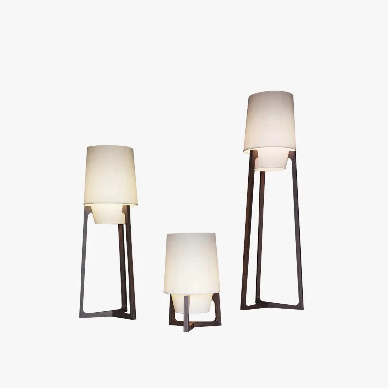 Japanese fabric floor lamp retro design for modern interiors - vue 6 sur 9