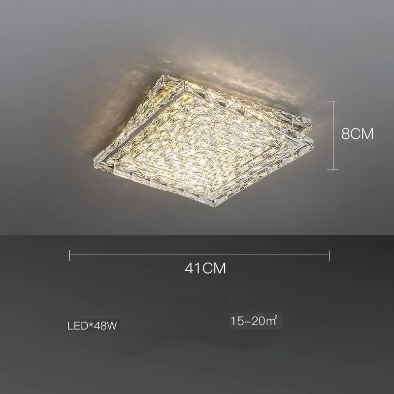 Modern crystal square LED ceiling light for interior decoration