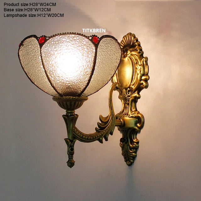 Turkish flower wall light with decorative baroque glass lampshade - vue 7 sur 17