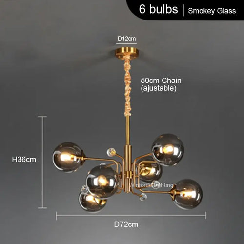 Modern LED chandelier with 10 globes decorative light - vue 10 sur 18