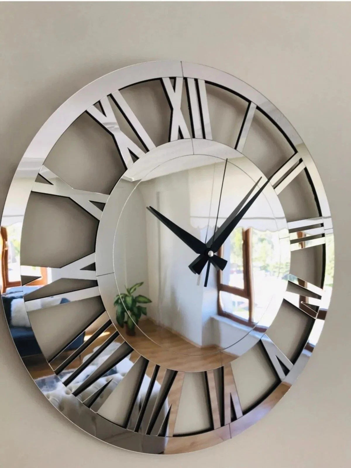 modern design 3d mirror wall clock silent for home decor - vue 4 sur 7