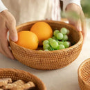 Round Rattan Woven Basket, Wicker Fruit Basket, Bread Food Kitchen Home Decor Organizer, Breadbasket For Kitchen