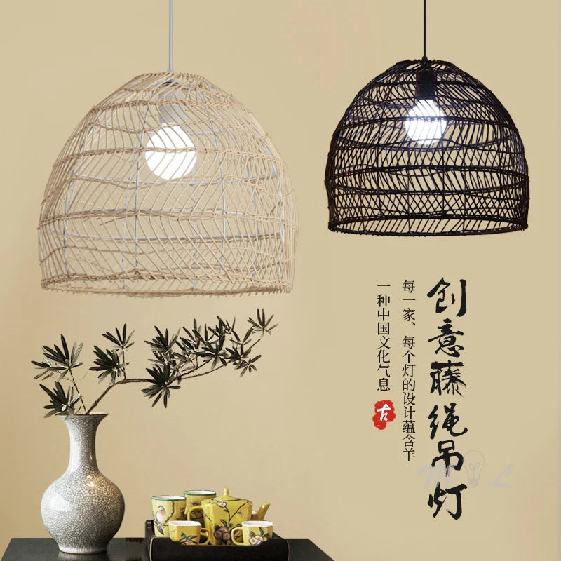 Natural rattan pendant light for elegant interior decor