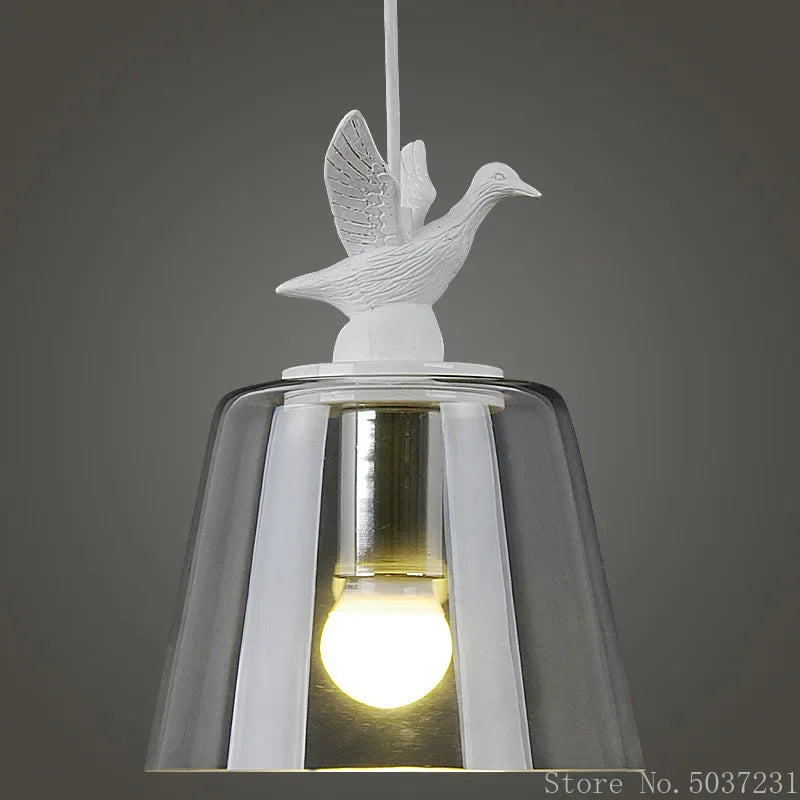Post-modern glass pendant light with resin art lighting - vue 4 sur 6