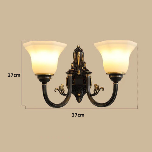 Vintage copper chandelier with frosted glass lampshade - vue 10 sur 20