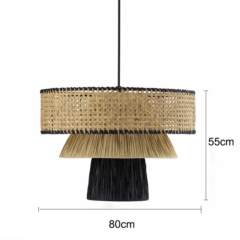 Handmade Japanese style rattan chandelier - vue 16 sur 17