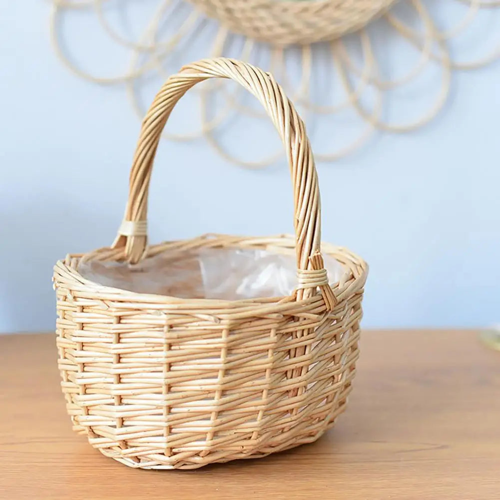rattan woven basket for flowers and food - vue 6 sur 7