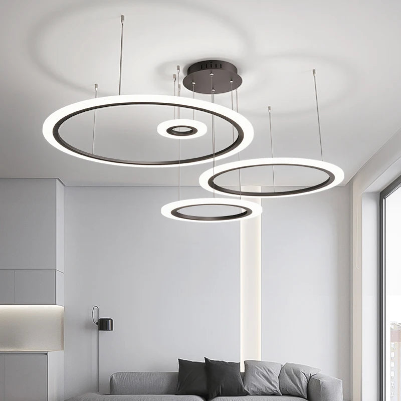 Modern minimalist nordic LED chandelier italian creative ring - vue 4 sur 12