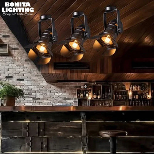 Retro industrial style pendant light with vintage LED lighting - vue 6 sur 6