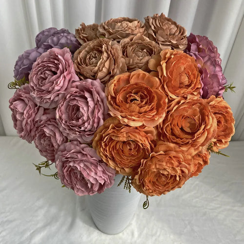 Artificial silk peony bouquet for floral decoration - vue 4 sur 17