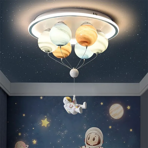 SANDYHA astronaut modern LED ceiling light creative planet lamp for children's room, dining room, study or nursery - vue 2 sur 8
