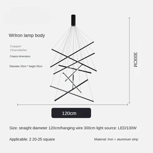 Modern Design Simple LED Ceiling Light, Penthouse Lobby Duplex Corridor Hotel Lobby Living Room Ceiling Decoration Chandelier - vue 8 sur 9