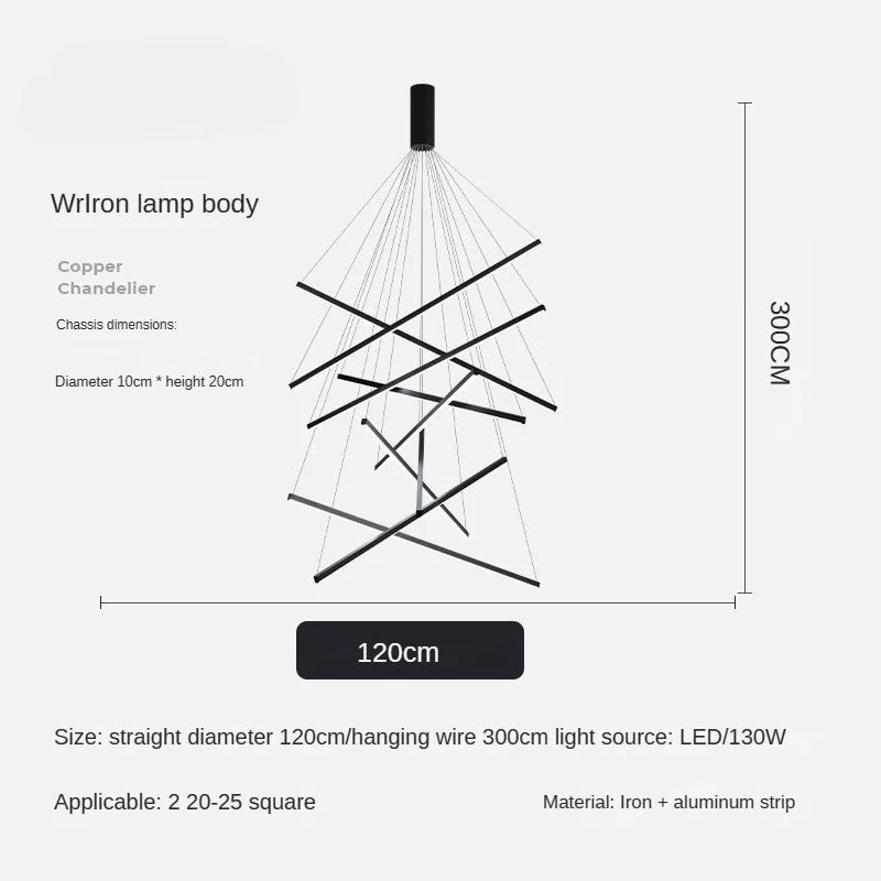 Modern Design Simple LED Ceiling Light, Penthouse Lobby Duplex Corridor Hotel Lobby Living Room Ceiling Decoration Chandelier - vue 7 sur 9