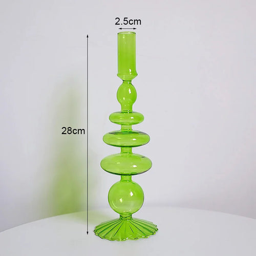 Vintage glass candle holder for weddings and romantic dinners - vue 11 sur 27