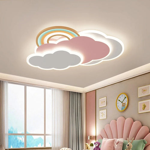 Romantic rainbow cloud ceiling lamp for princess with optional remote control - vue 2 sur 8