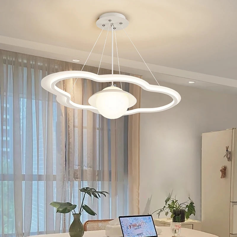 led chandelier with cloud lampshade for indoor decoration