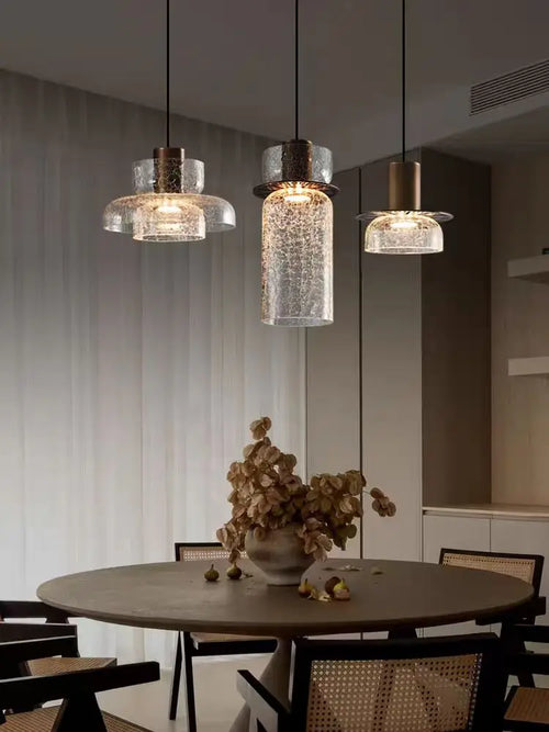 Retro American style cracked glass pendant light for interiors - vue 3 sur 12