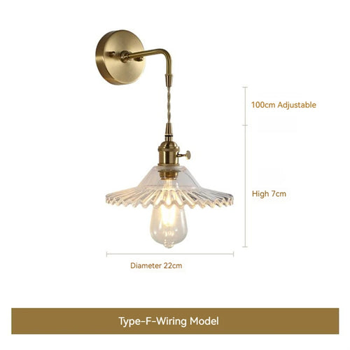 Scandinavian glass and brass LED wall light with battery switch - vue 21 sur 23
