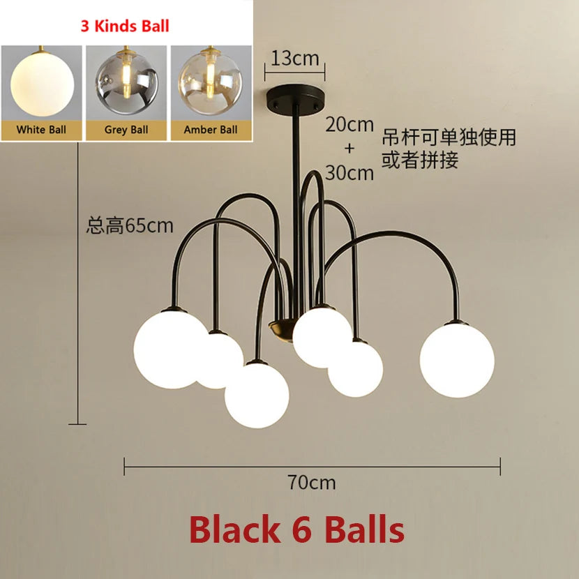 Sandyha vintage style hand blown glass LED chandelier