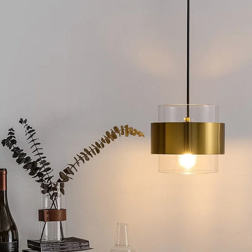 Modern minimalist gold art glass pendant light - vue 4 sur 15
