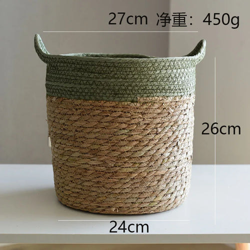 straw storage basket for modern craft decor - vue 9 sur 12