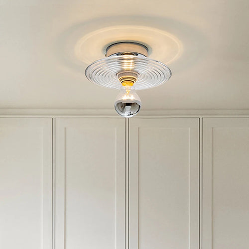 Nordic round glass LED wall light with water ripple effect - vue 4 sur 8