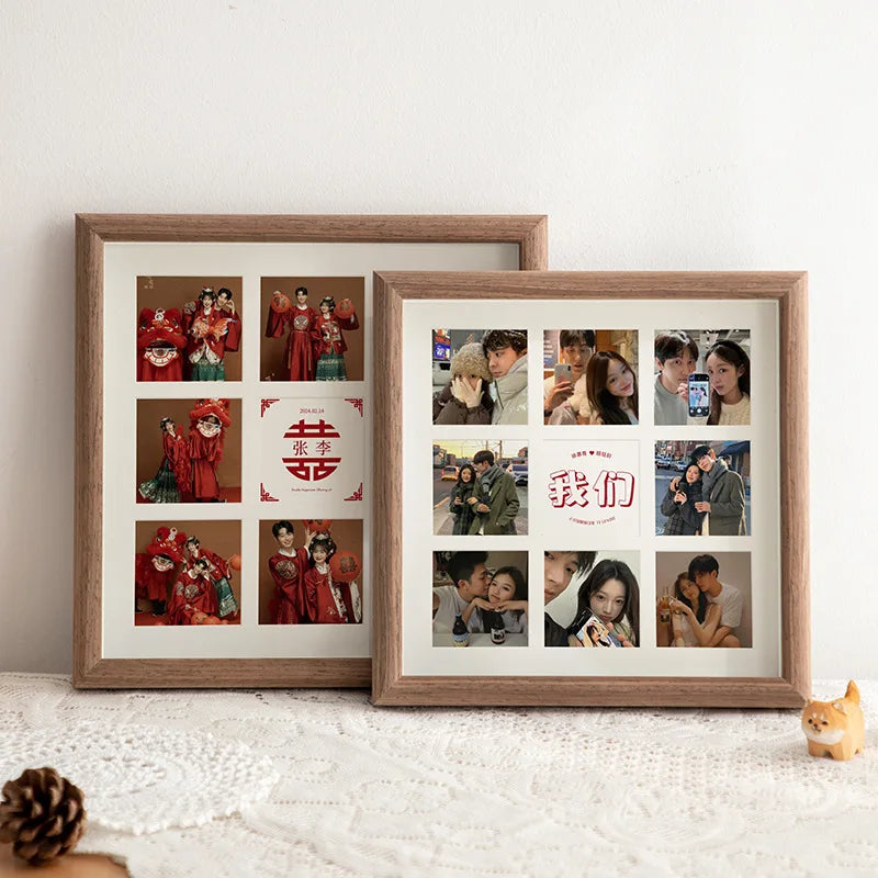 Vintage wooden photo frame for wall decoration