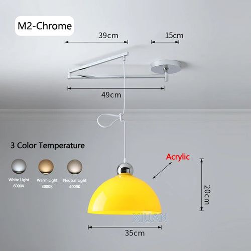 Modern swinging arm LED pendant light - vue 20 sur 30