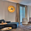 Vintage postmodern gold leaf wall light for hotel or villa