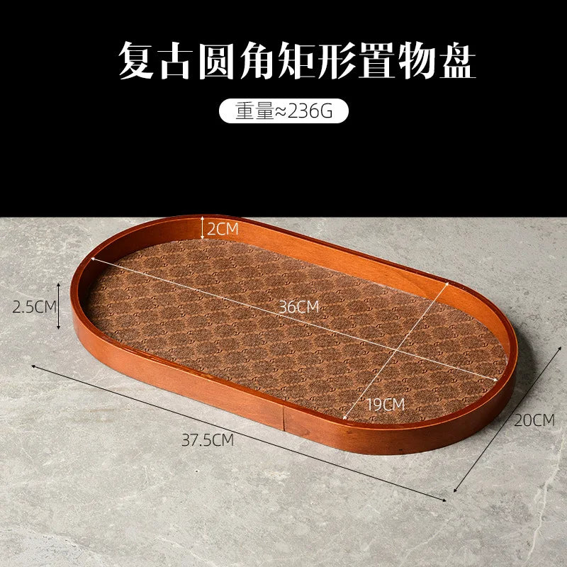 Luxury leather tea tray for decorative storage and jewellery - vue 7 sur 7
