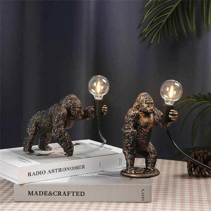 Nordic king kong customisable resin animal table lamp