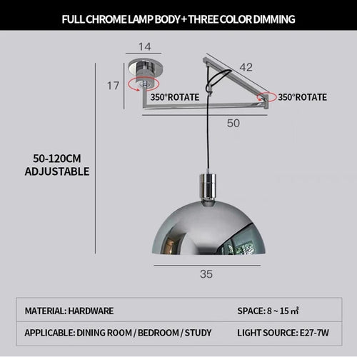 Modern foldable Nordic design telescopic chandelier for contemporary interiors - vue 14 sur 14