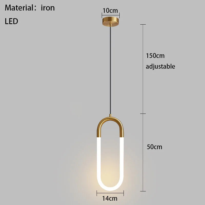 Modern ellipse height adjustable LED pendant light - vue 12 sur 12