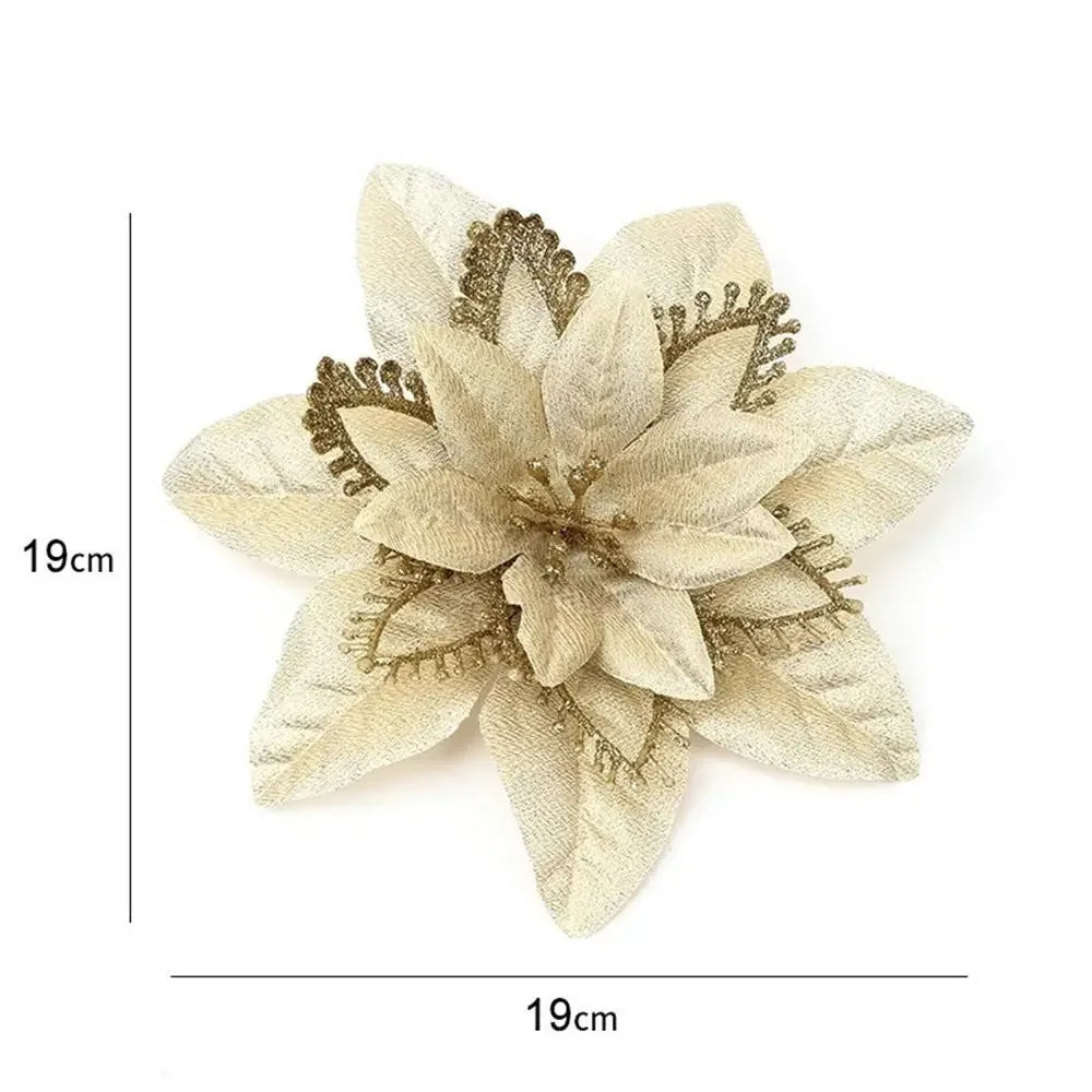 Artificial glitter Christmas flower for tree decorations 1 piece - vue 12 sur 12