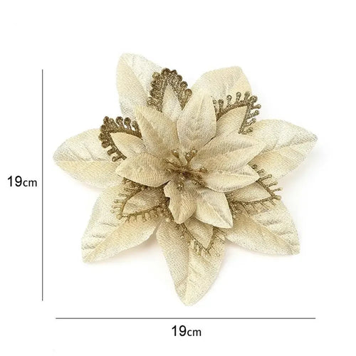 Artificial glitter Christmas flower for tree decorations 1 piece - vue 13 sur 12