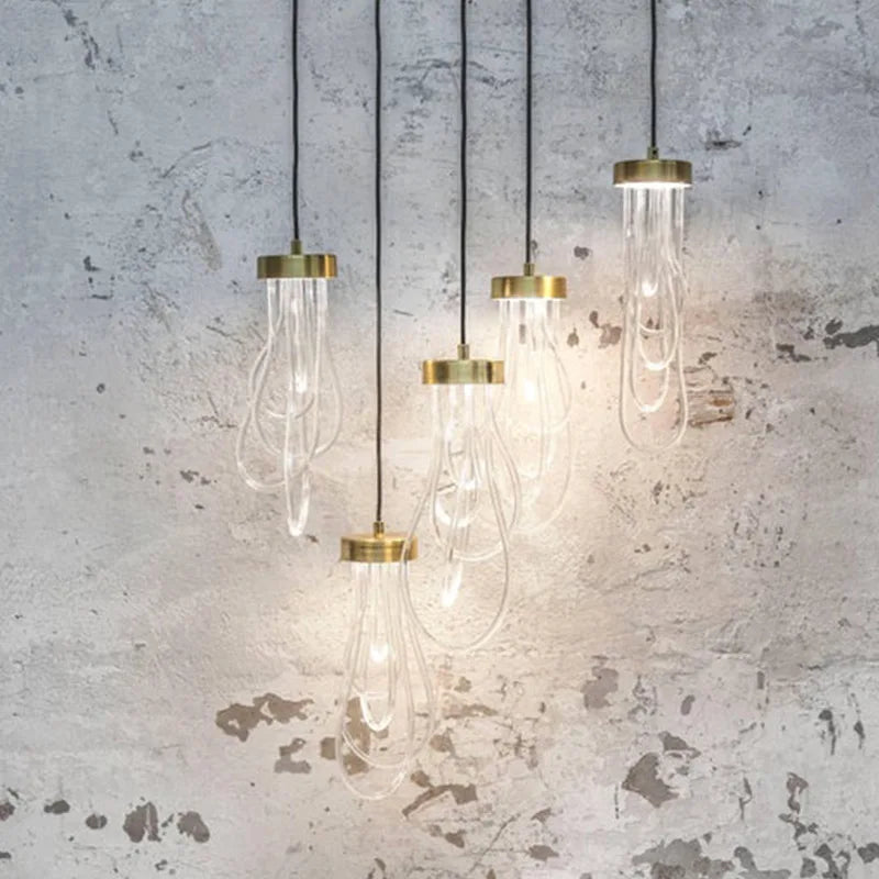 Transparent acrylic LED pendant light with adjustable wire