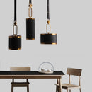 Modern leather chandelier with pendant light and crystal glass