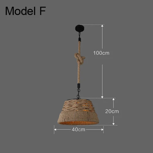 Industrial rustic pendant lights with rope for indoor use - vue 19 sur 21