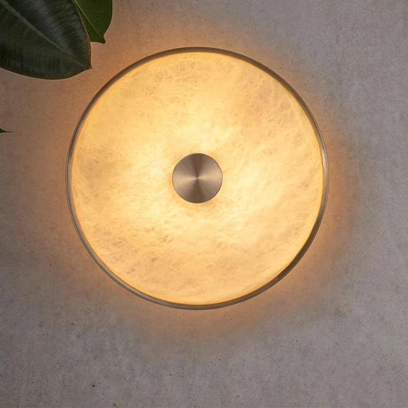 Creative copper and natural marble LED bedside lamp - vue 3 sur 9