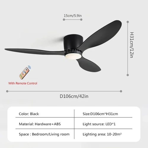 Nordic ceiling fan light with remote control