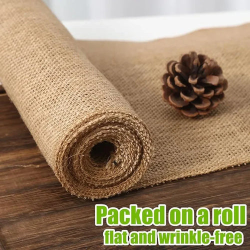 Rustic woven jute and linen table runner - vue 4 sur 7