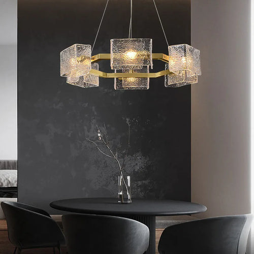 Water patterned glass chandelier for creative interior decor - vue 5 sur 12