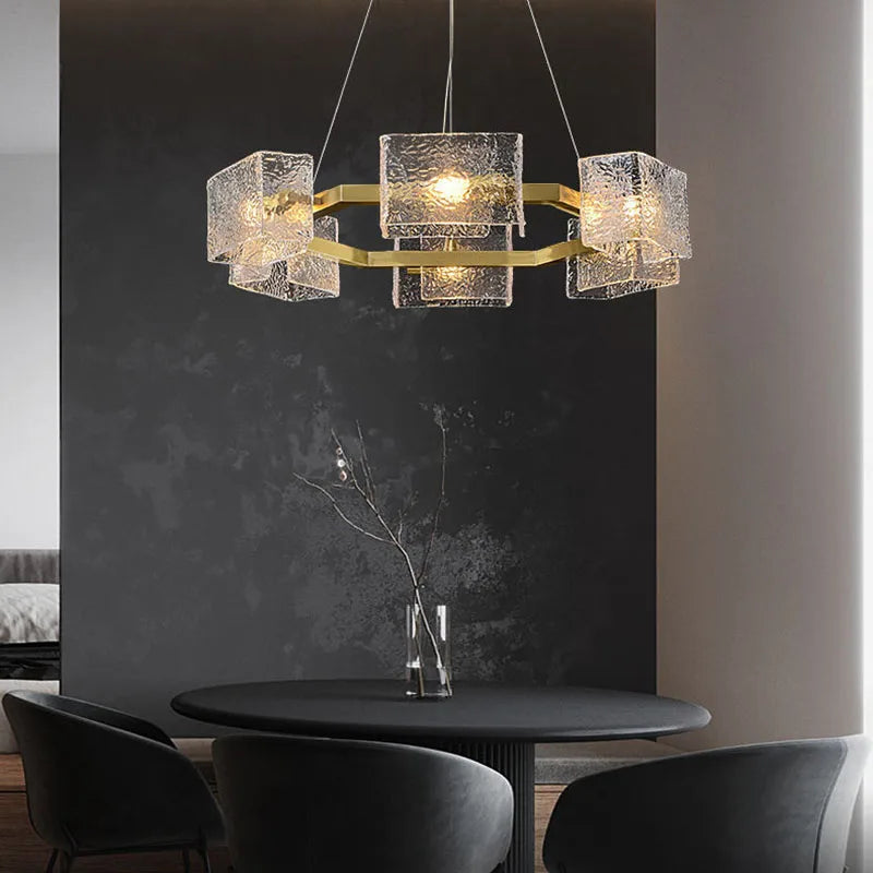 Water patterned glass chandelier for creative interior decor - vue 4 sur 12