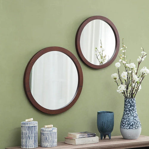 Vintage ash wood wall mirror for bathroom - vue 2 sur 7