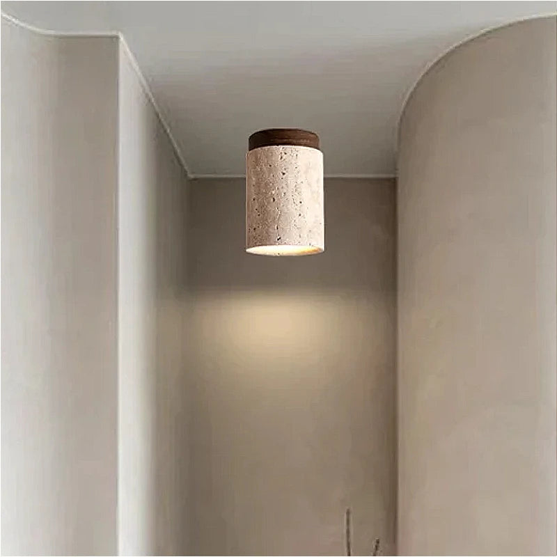 Minimalist stone ceiling light for a calming atmosphere