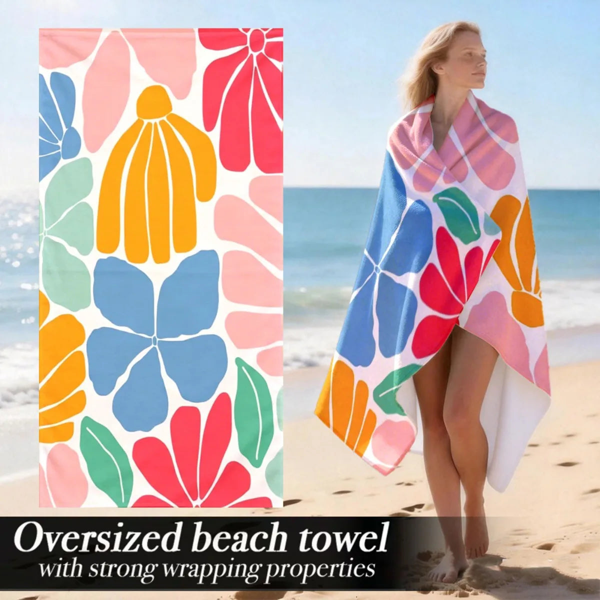 Extra large soft cartoon style beach towel
