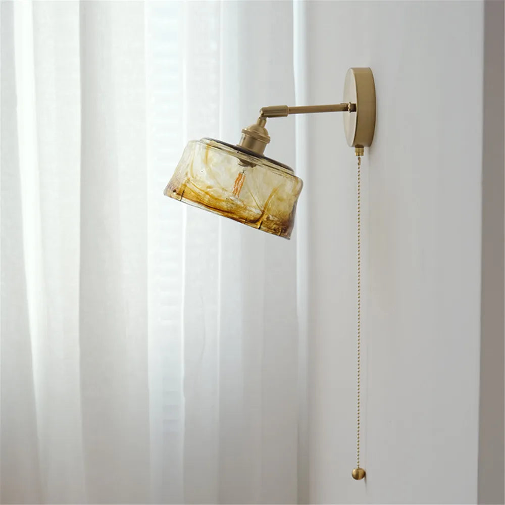 Retro rotating wall light in glass and copper with switch - vue 5 sur 9
