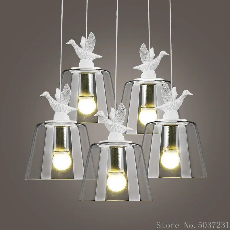 Post-modern glass pendant light with resin art lighting